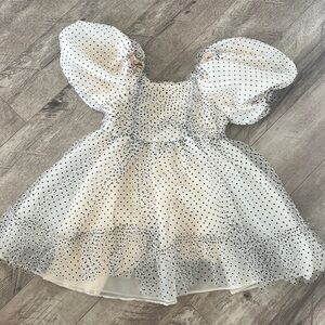 Joyfolie Mia Joy Girls Glenn Babydoll Dress Color: Cream/Black Size: Girls 12